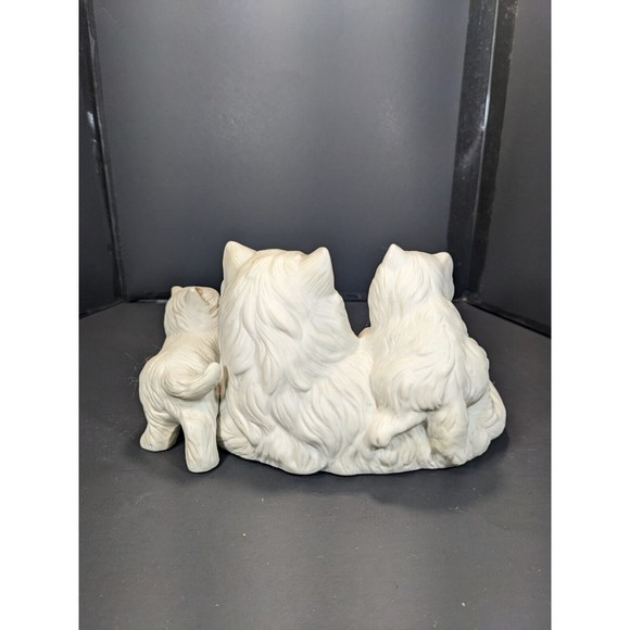 Vintage HOMCO Porcelain Ceramic Cat Figurine White Persian Mother Kittens 1412 - Picture 5 of 11